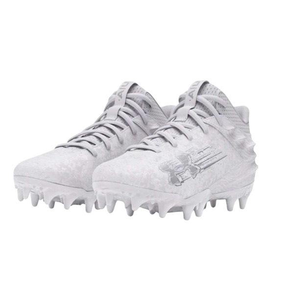 Under Armour Youth Blur 2 MC Suede Molded Football Cleats 5 White Silver NWOB - Picture 1 of 11
